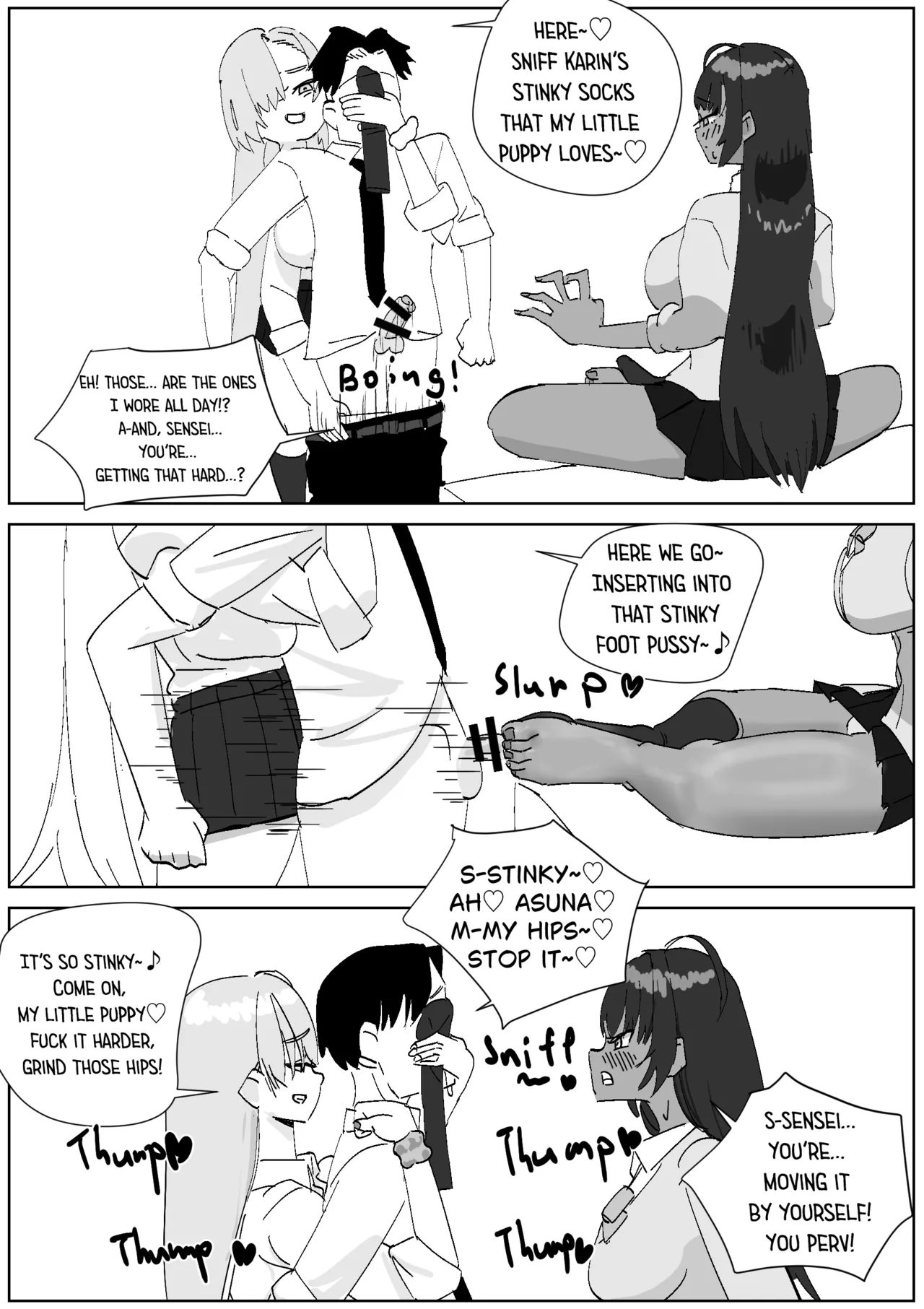 Karin &amp; Asuna Masochist’s Cum Squeezed by Stinky Feet page 5 full