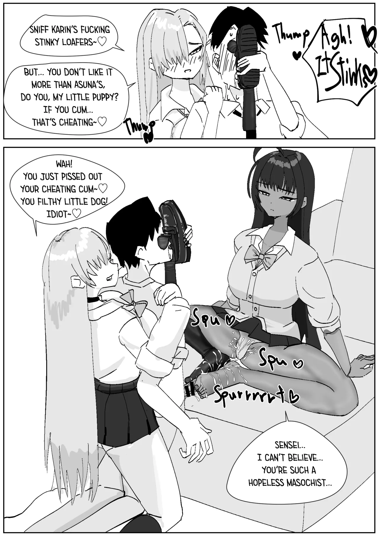 Karin &amp; Asuna Masochist’s Cum Squeezed by Stinky Feet page 6 full
