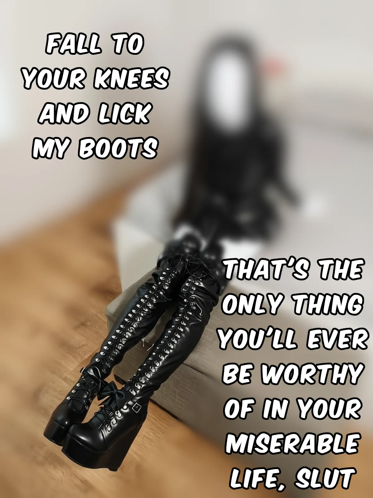 Mannequin goddesses were still too much for your pathetic brain, but thanks to a new betachip update, your mistress can now combine styles. Say hello to blurred mannequins! page 7 full