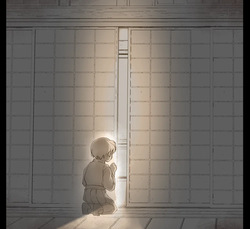 儀式を覗く少年