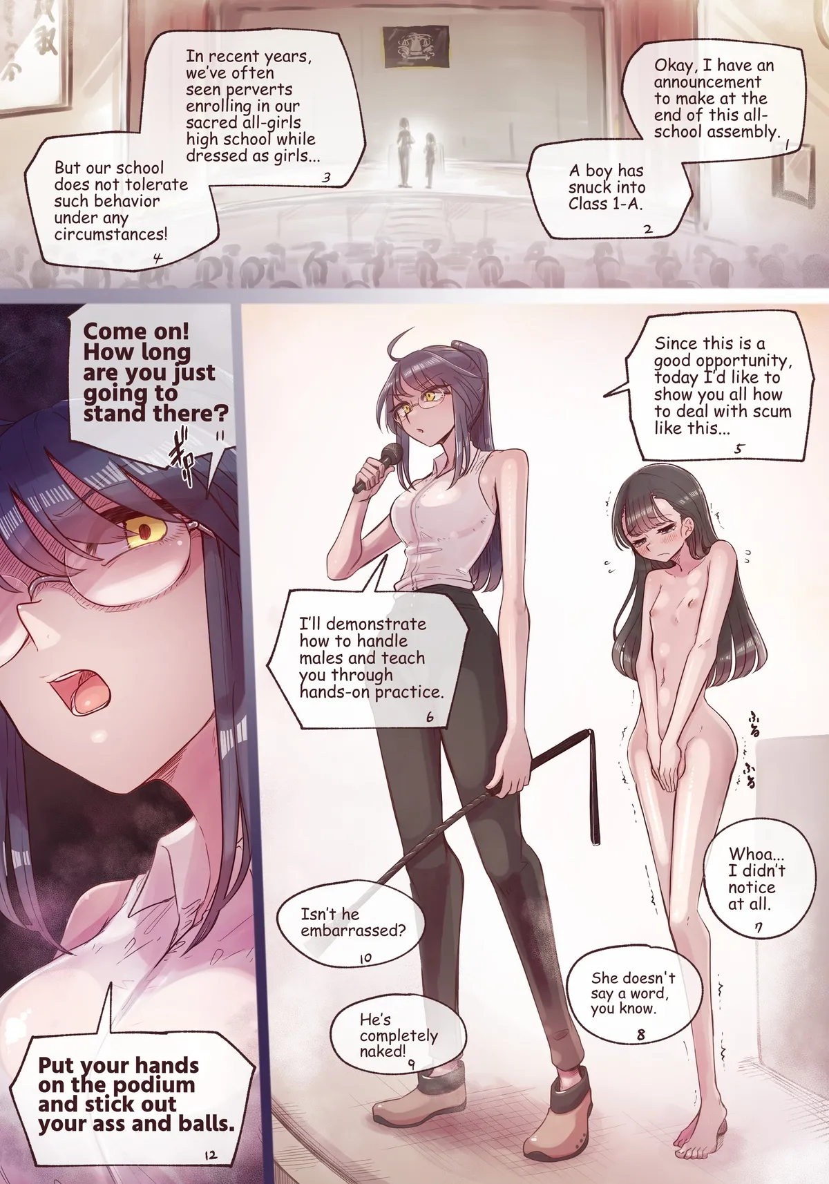 A cross-dressing boy was publicly kicked in the groin at a school assembly! page 7 full