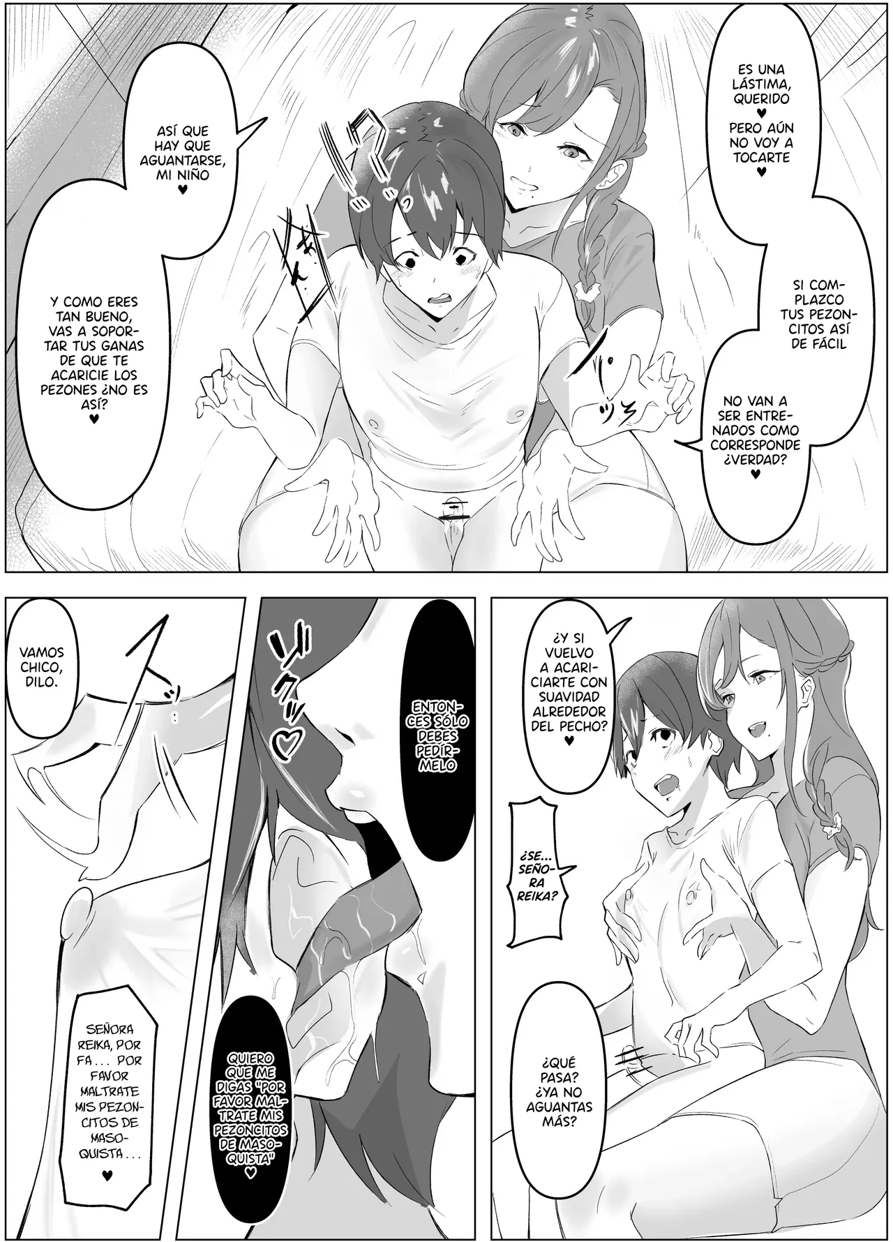 Tomodachi no Okaa-san ni Chikubi Zeme Choukyou Sareteru Hanashi｜La historia de cómo la madre de mi amigo, me entrenó torturando mis pezones page 4 full