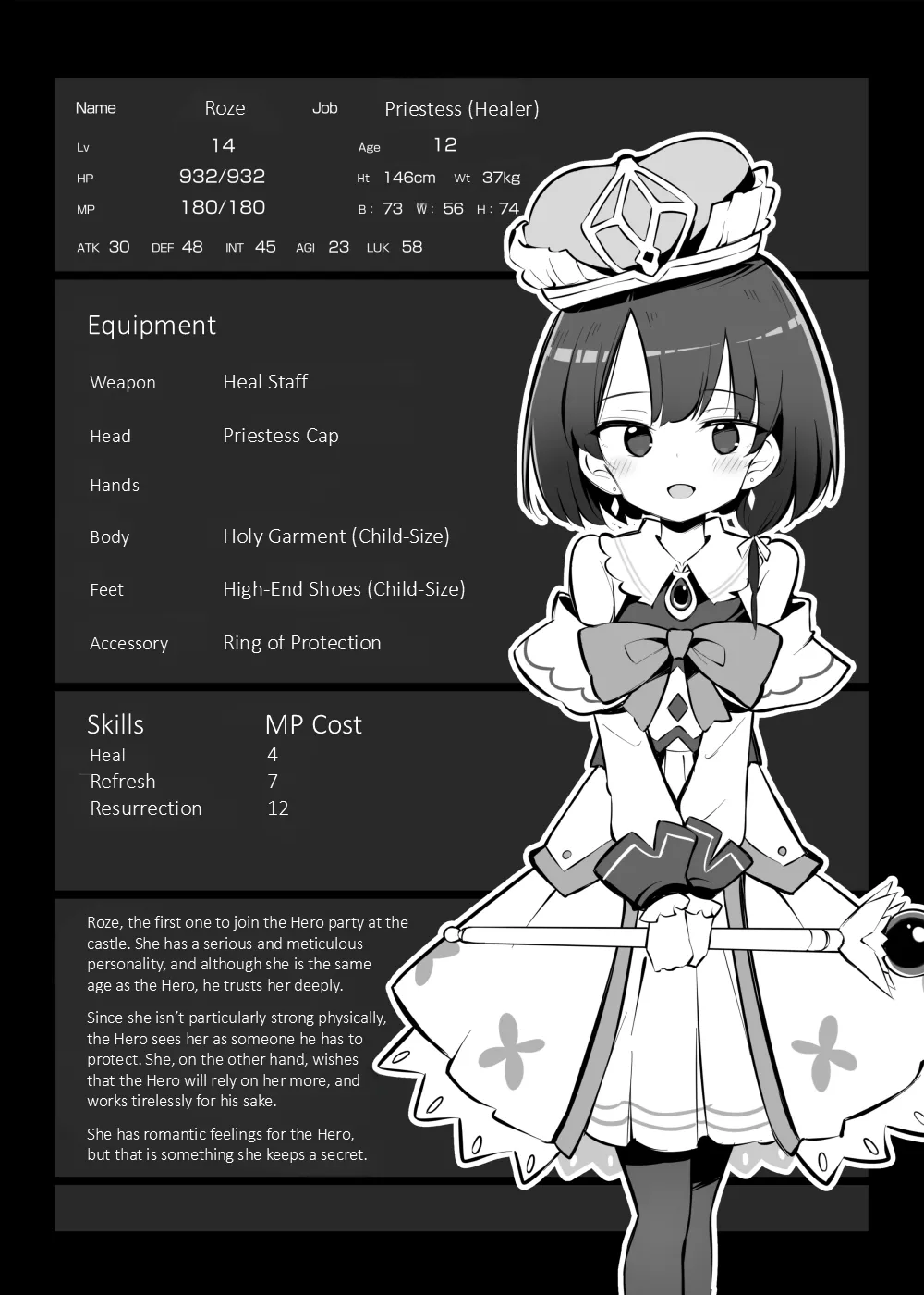 Priestess Roze, a trusted party member, returns with new stats she didn't know she had page 2 full