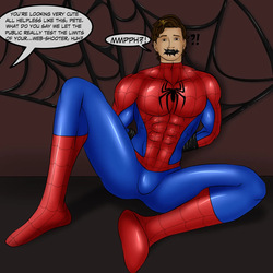 Spider-Man getting his web-shooter drained