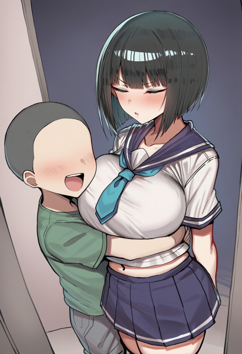Pervert Brat vs. Black-Haired Bob-cut Girl ② page 6 full