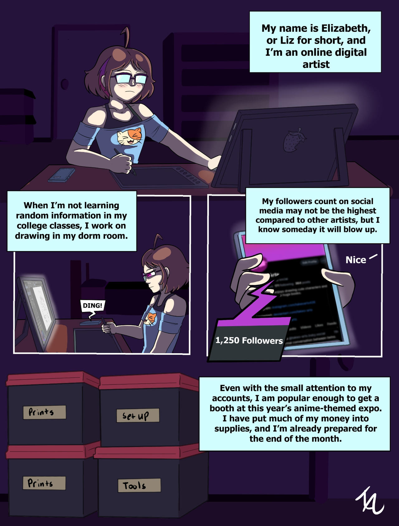 A growing artist + ocs comics page 1 full