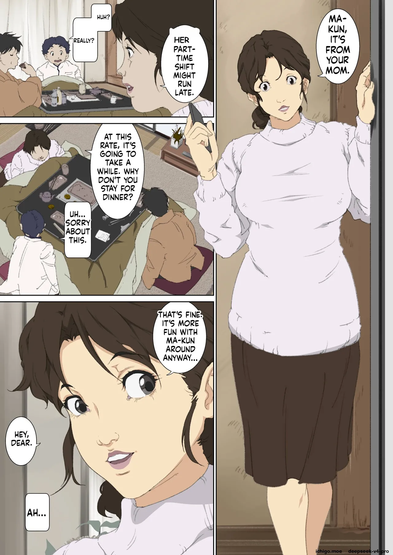 Okaa-san Mitsuko - Kotatsu no Naka de Naisho de Itazura Wakeari Nama Nakadashi Houkei Shujutsu page 3 full