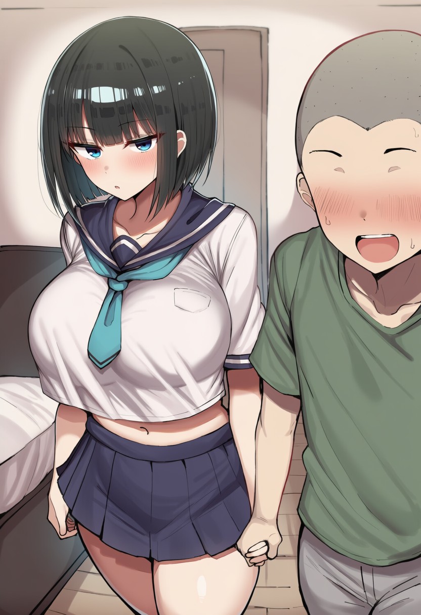 Pervert Brat vs. Black-Haired Bob-cut Girl page 1 full