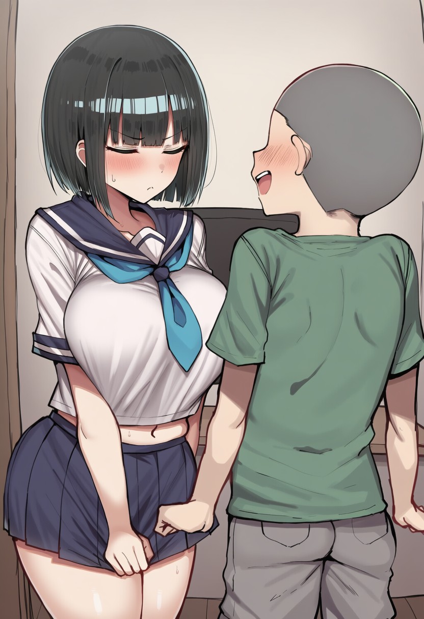 Pervert Brat vs. Black-Haired Bob-cut Girl page 4 full