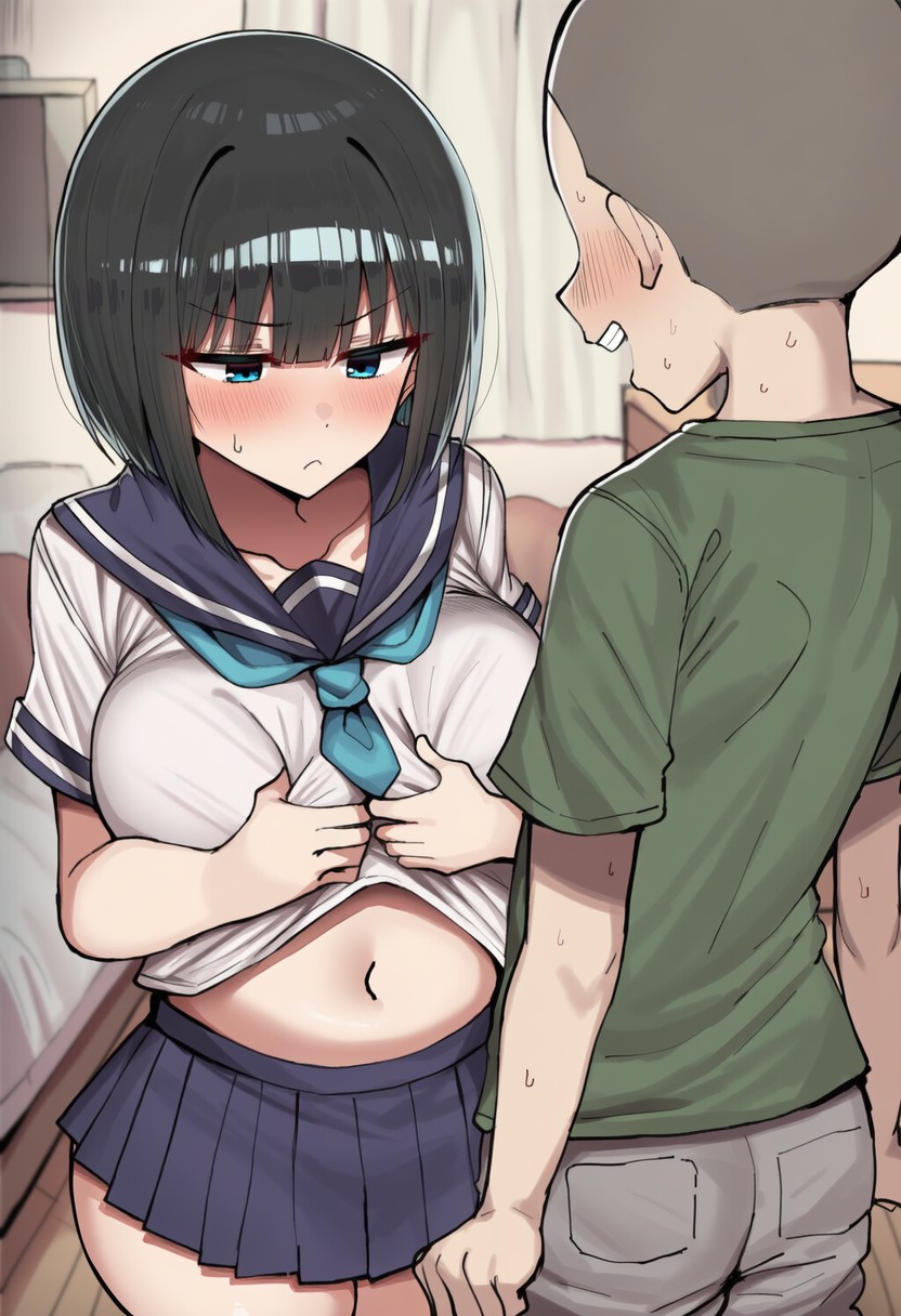 Pervert Brat vs. Black-Haired Bob-cut Girl page 5 full