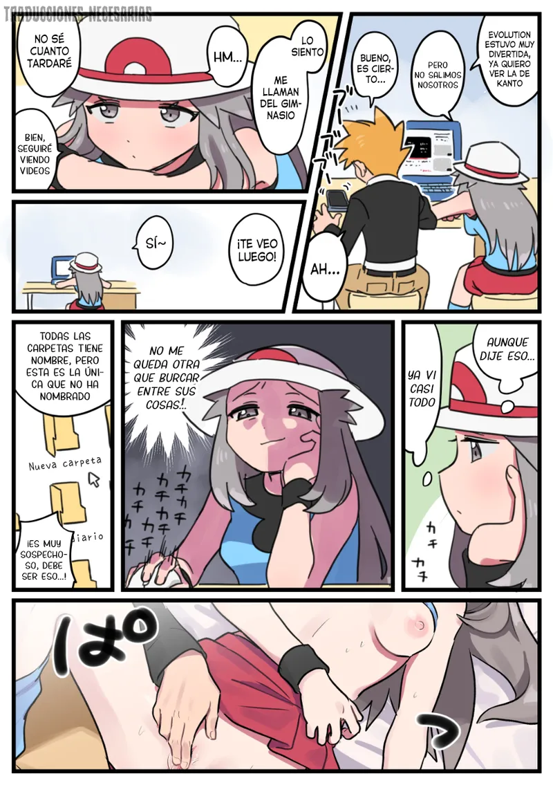 Onabare Shichatta Leaf-chan ga Green ni Oshioki Sareru Manga | Un manga sobre Leaf-chan siendo sorprendida masturbándose y siendo castigada por Green page 1 full