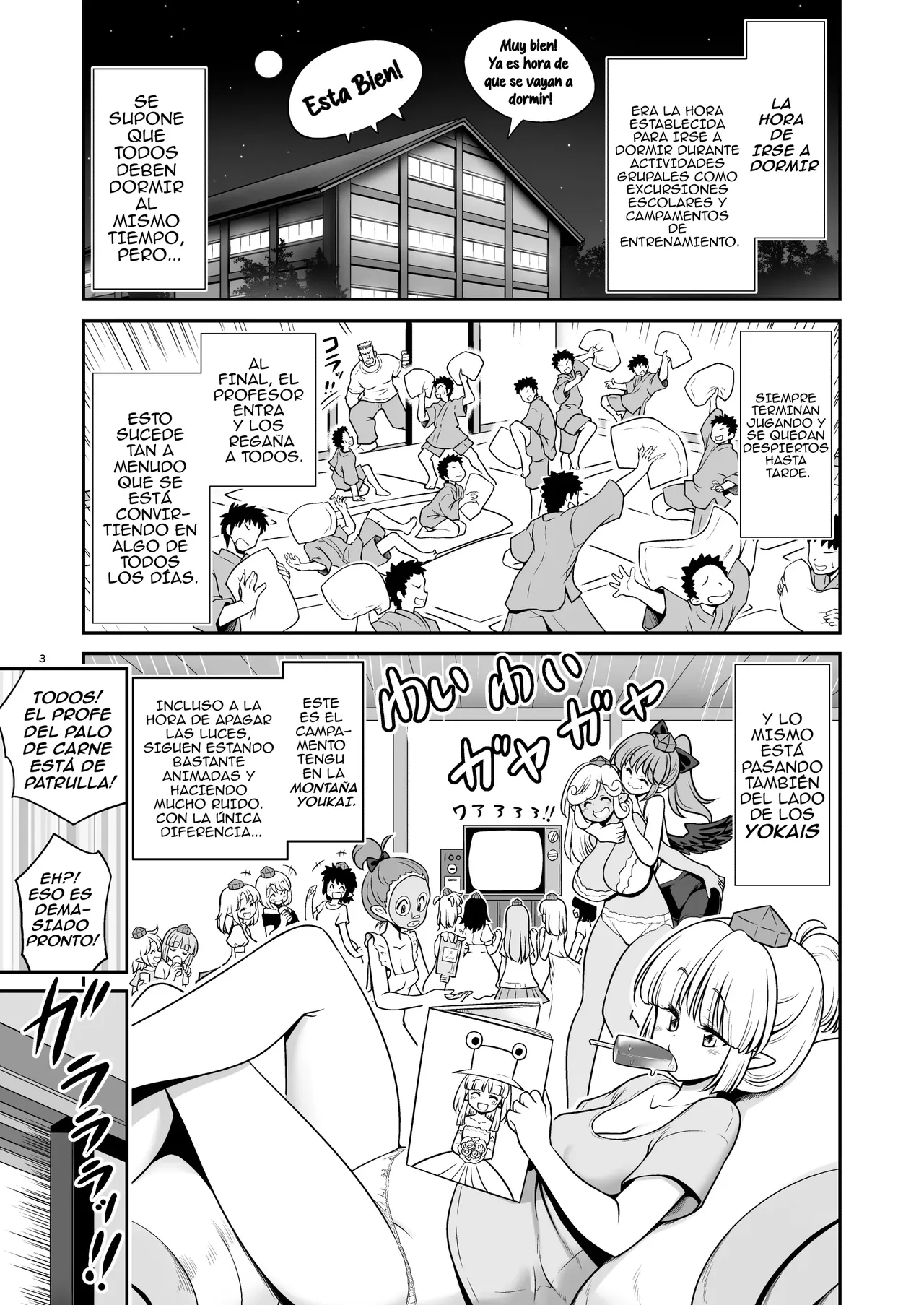 Tengu Gasshuku no Shoutou Jikan-go no Rule! Ihansha wa Dare darou to Ecchi Oshioki!｜¡Reglas Después de Apagar las Luces en el Campamento de Tengu! ¡Cualquier Infractor Será Castigado con Algo Sexual! page 3 full
