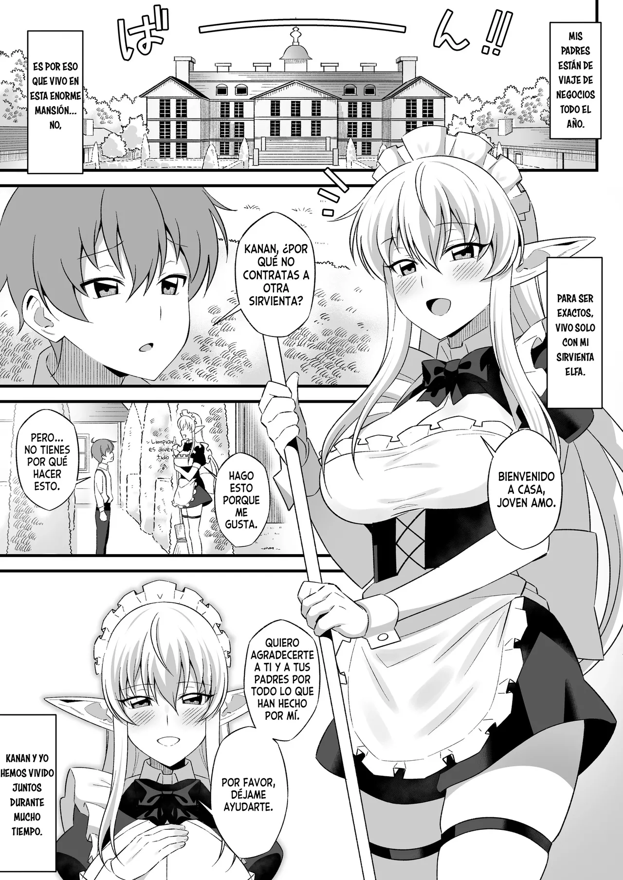 Oyashiki ni Tsukaeru Elf wa Goshujin-sama ni XXXX de Gohoushi Suru no ga Shigoto desu｜La elfa que sirve en la mansión tiene como trabajo complacer a su señor page 2 full