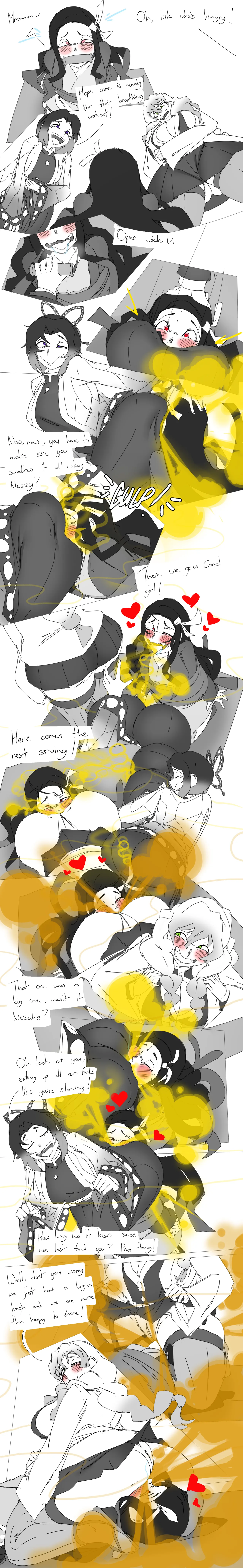 Mitsuri and Shinobu Feeding Nezuko page 4 full