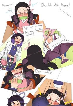 Mitsuri and Shinobu Feeding Nezuko