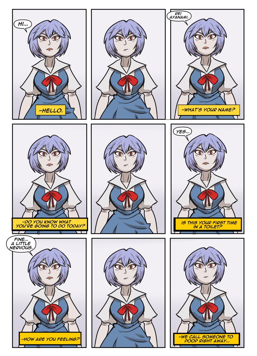 Rei Ayanami first time in a toilet. page 1 full