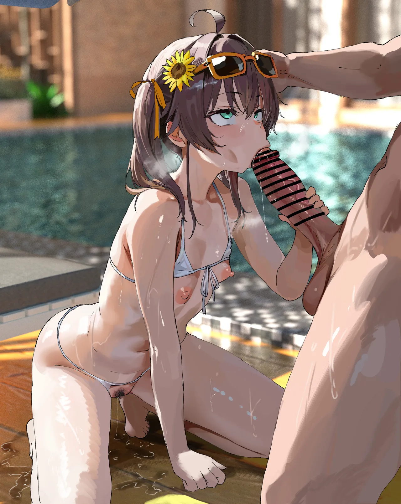 水着まちゅりとプールで野外青姦フェラなかだし交尾CG集❤ page 2 full