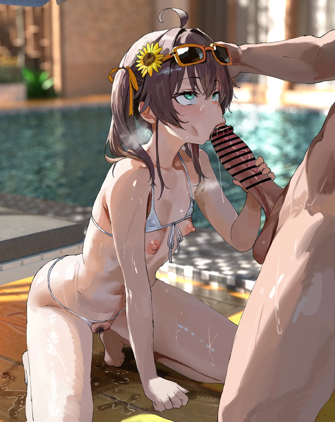 水着まちゅりとプールで野外青姦フェラなかだし交尾CG集❤ page 2 full