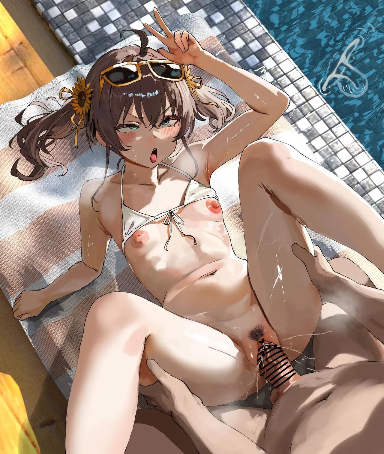 水着まちゅりとプールで野外青姦フェラなかだし交尾CG集❤ page 3 full