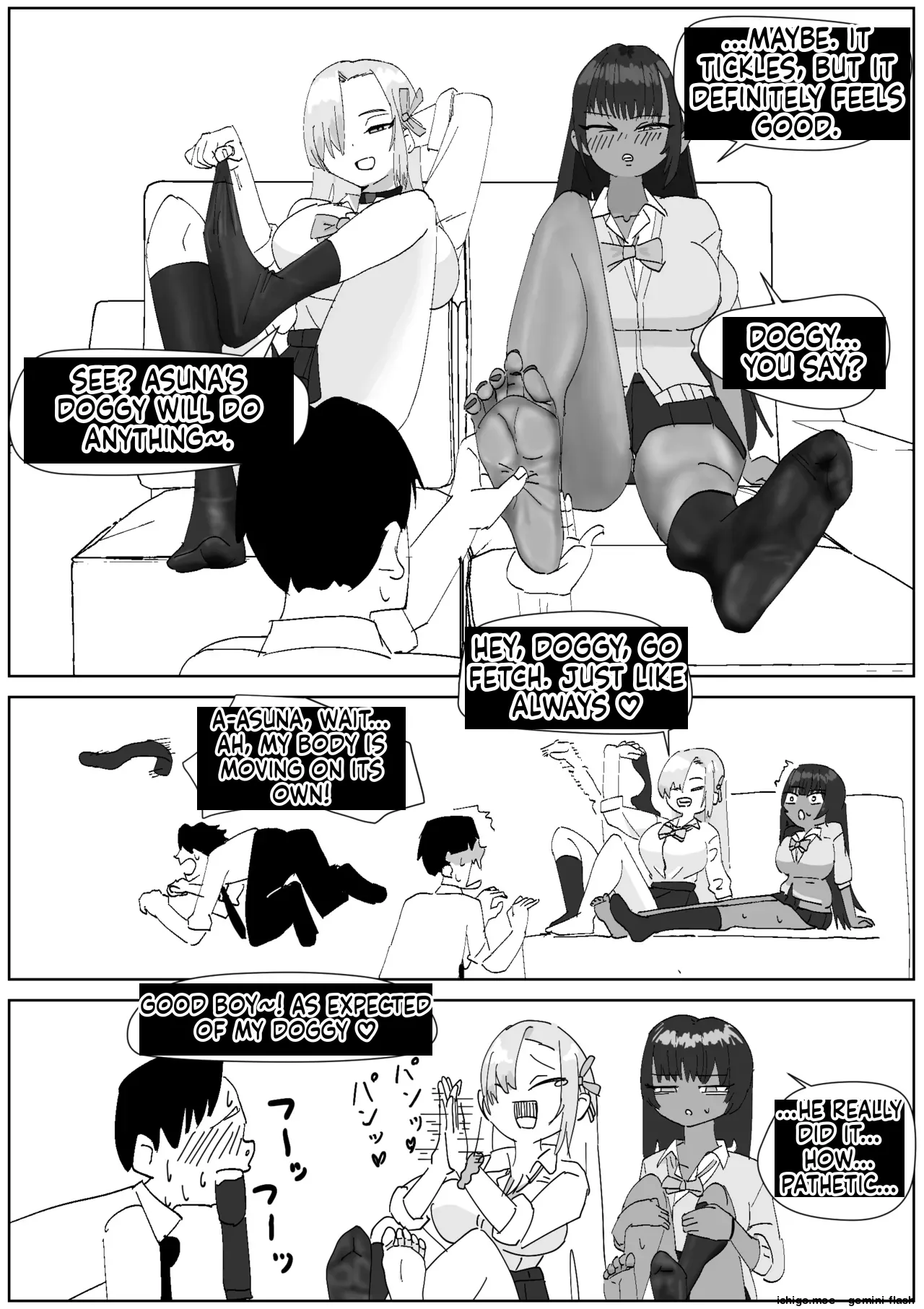 Karin &amp; Asuna: Disposing of Masochistic Trash-Sperm with Super-Stinky Foot Masturbation page 2 full