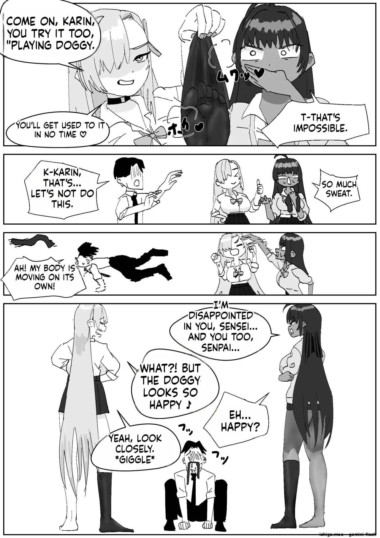 Karin &amp; Asuna: Disposing of Masochistic Trash-Sperm with Super-Stinky Foot Masturbation page 3 full