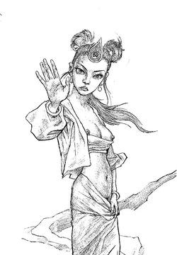 La belle du temple hanté - Dessins érotiques