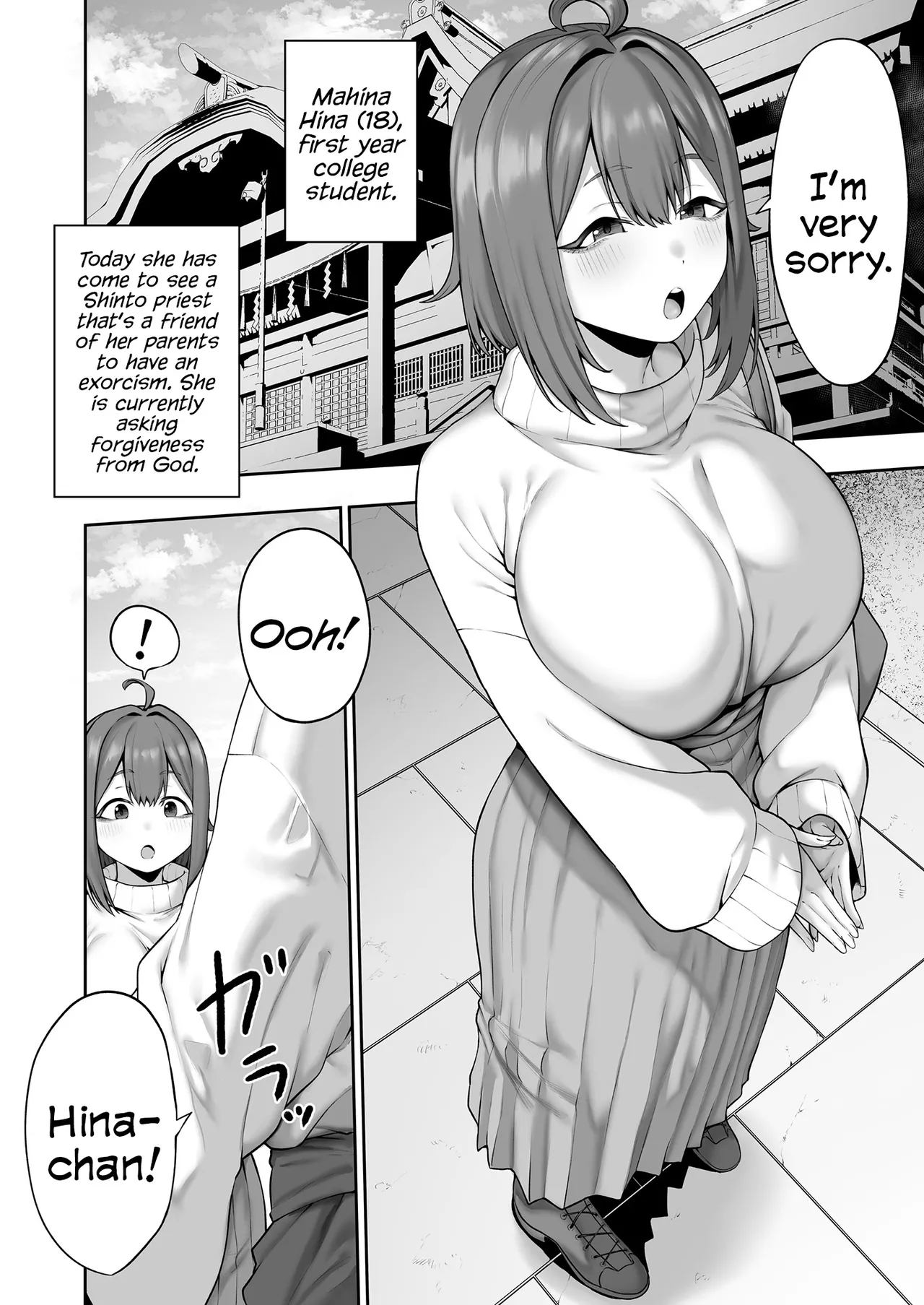 The Chunky, Defenseless, Airheaded University Girl Get's A Crash Course In Perverted Exorcisms! | Muchi muchi Ten'nen Joshidai-sei no Dosukebe Jorei Taiken-roku page 3 full