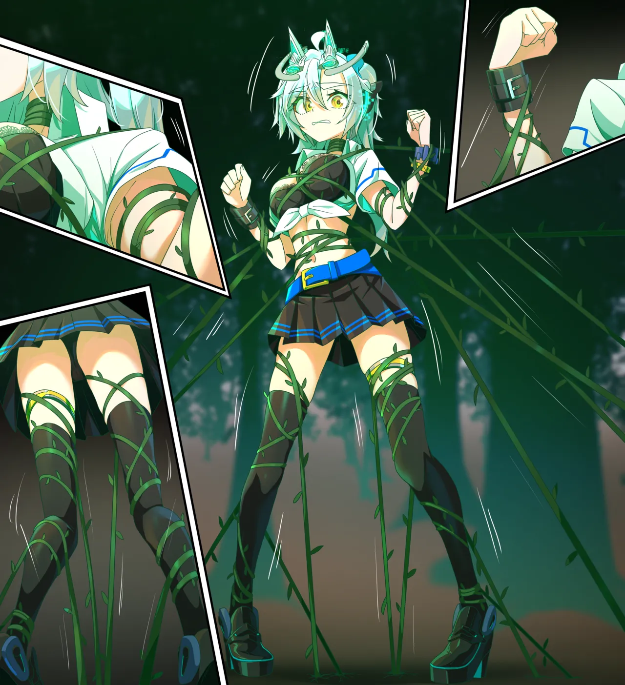 【Skeb絵】アメスク馬之助ちゃんVS蔓植物・差分 page 3 full