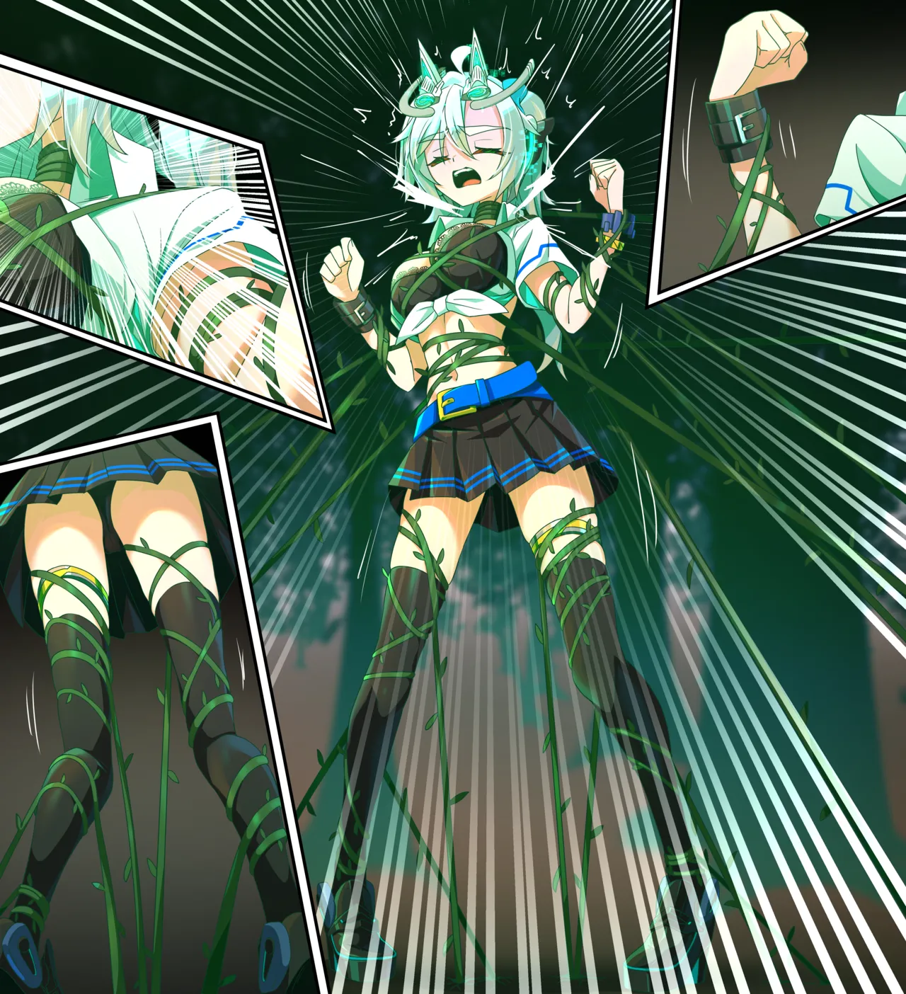 【Skeb絵】アメスク馬之助ちゃんVS蔓植物・差分 page 4 full