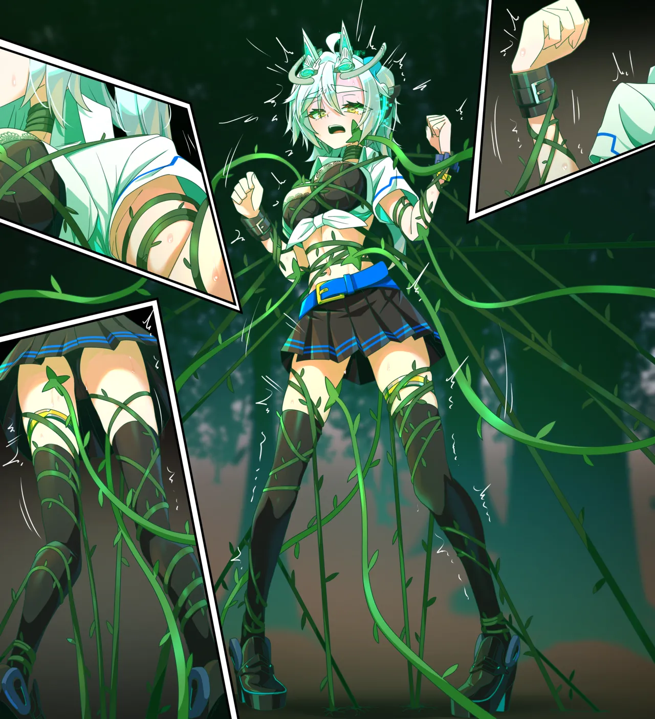 【Skeb絵】アメスク馬之助ちゃんVS蔓植物・差分 page 6 full