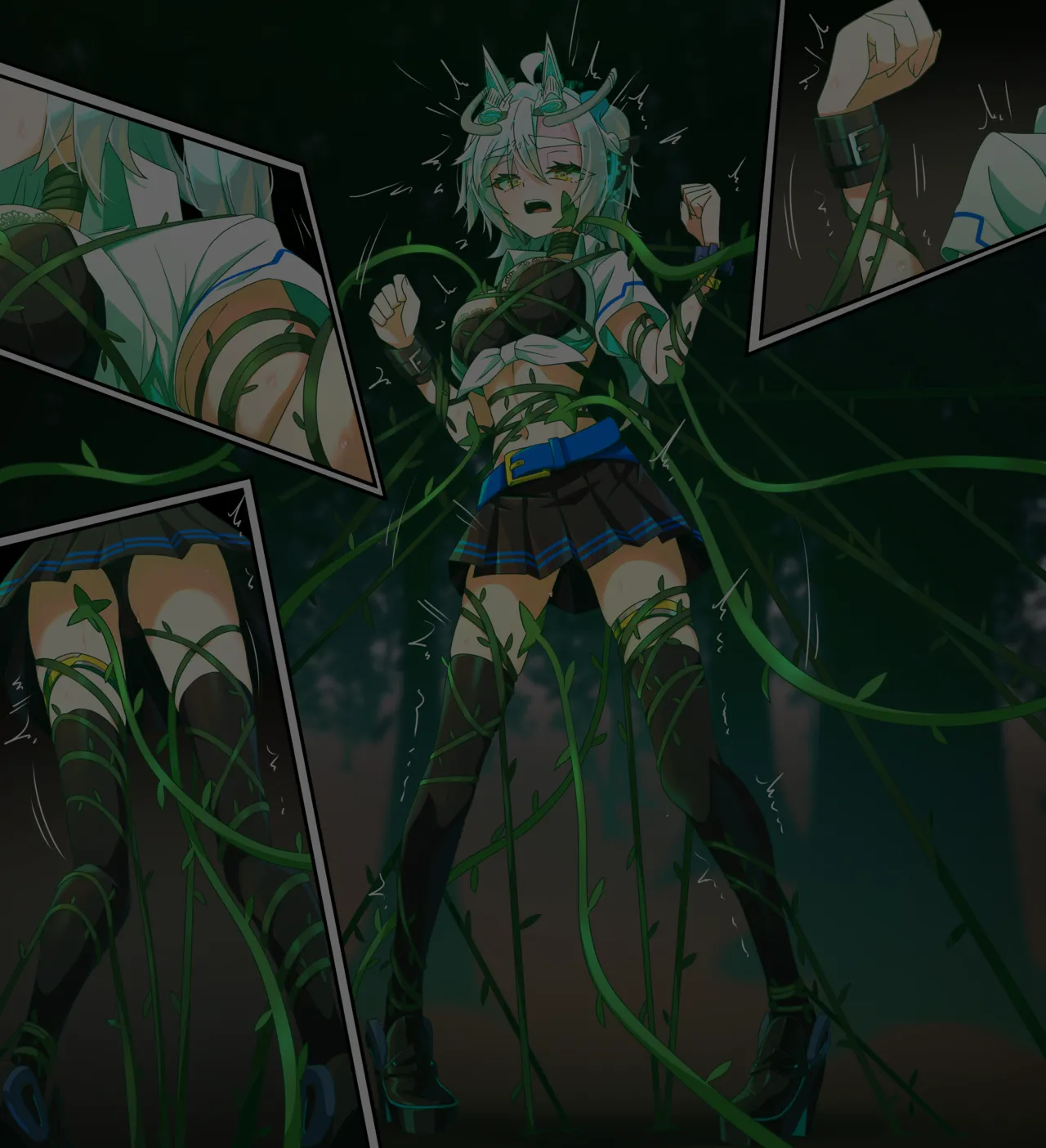 【Skeb絵】アメスク馬之助ちゃんVS蔓植物・差分 page 7 full