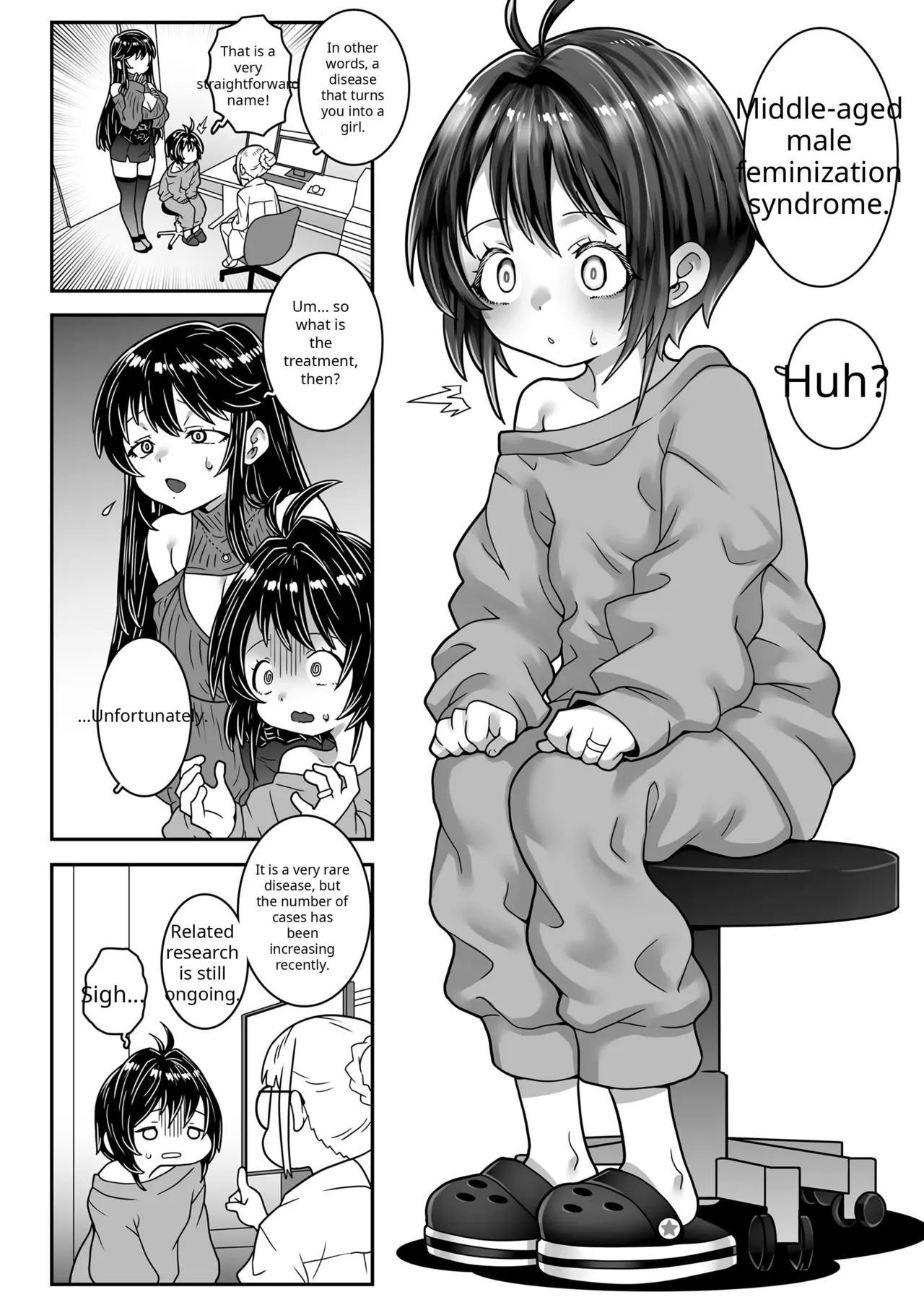 Dad, having contracted "middle-aged male feminization syndrome," became a plaything for his wife and daughter. page 6 full