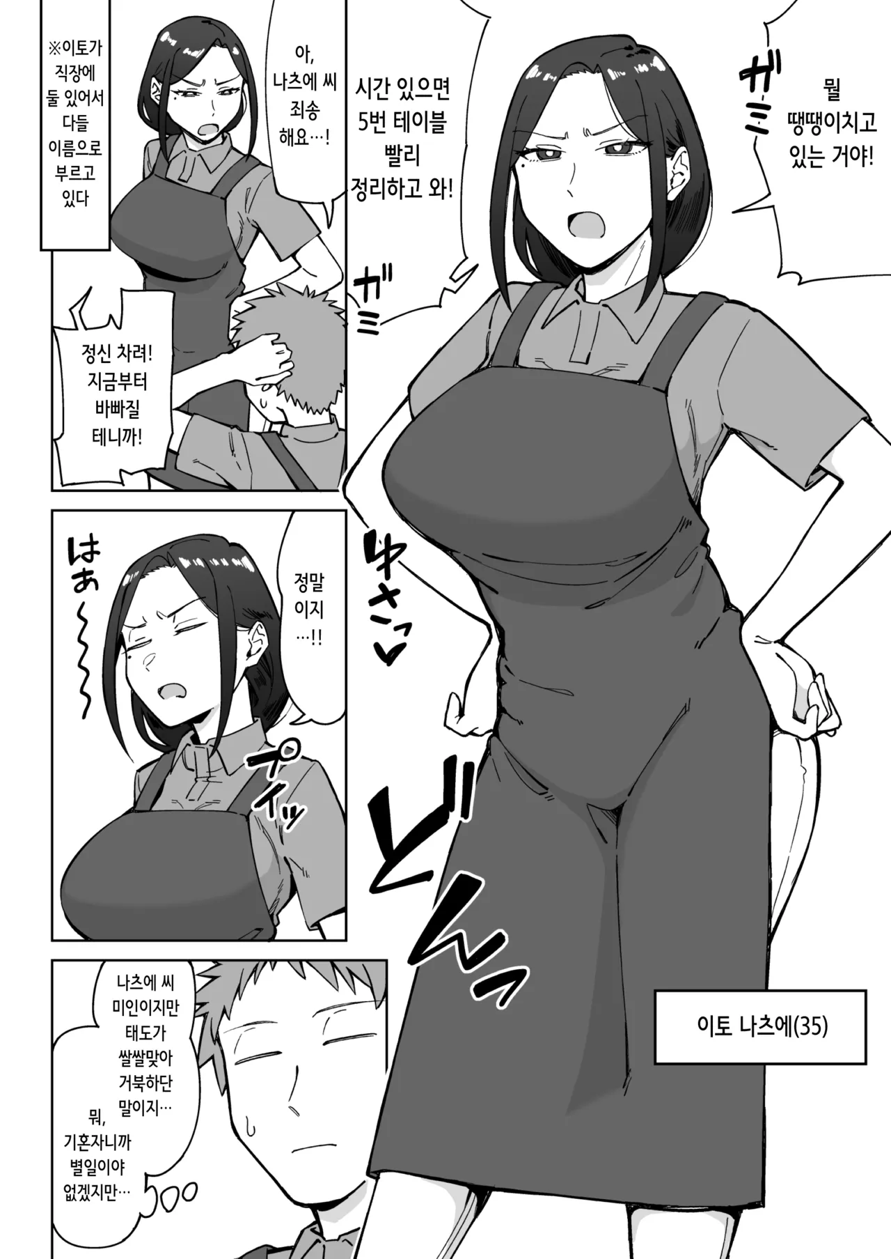 Baito-saki no itsumo kigen warusōna tsurime no senpai shufu  o nomikai de kaihou shitara, jitsu wa otto to gobusata na chou tsuyo seiyoku de, binkan na kyonyuu to kyoshiri o hamemakutta hanashi | 알바처의 항상 기분 나빠 보이는 치켜뜬 눈 선배 주부를 술자리에서 돌봐줬더니, 사실 남편과 섹스리스인 초 성욕광으로, 민감한 거유와 왕궁뎅이를 마구 박아댄 이야기 page 3 full