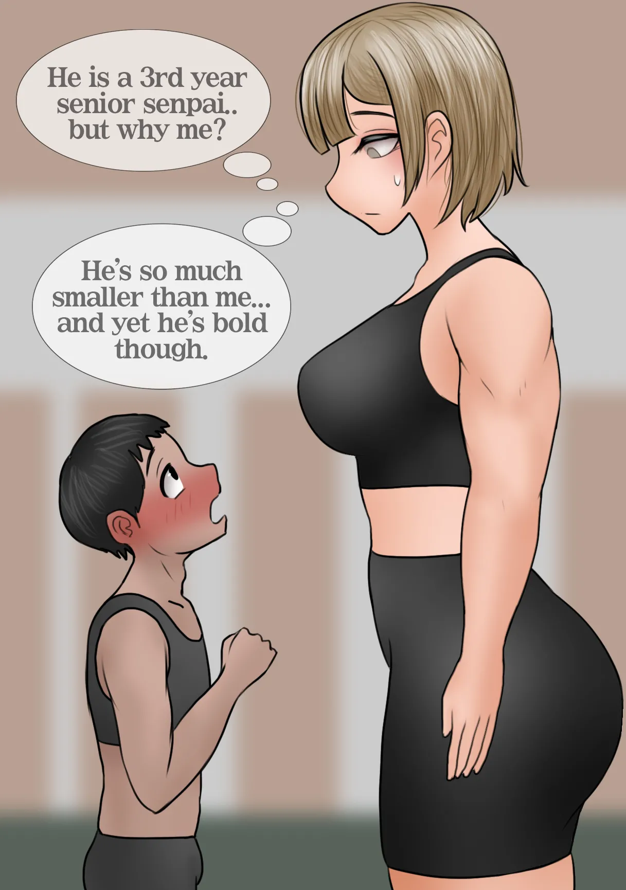 커다란 레슬링부 후배에게 계속 치근대는 선배 Senpai won’t leave the big Kohai alone  01-02 page 2 full