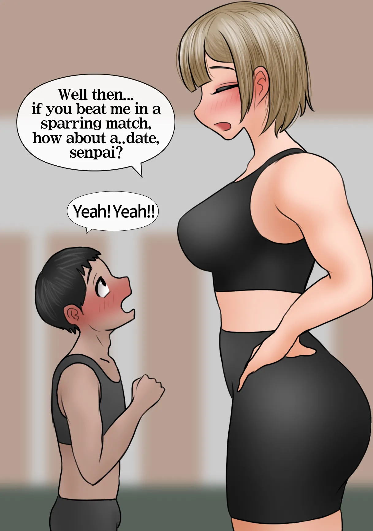 커다란 레슬링부 후배에게 계속 치근대는 선배 Senpai won’t leave the big Kohai alone  01-02 page 7 full