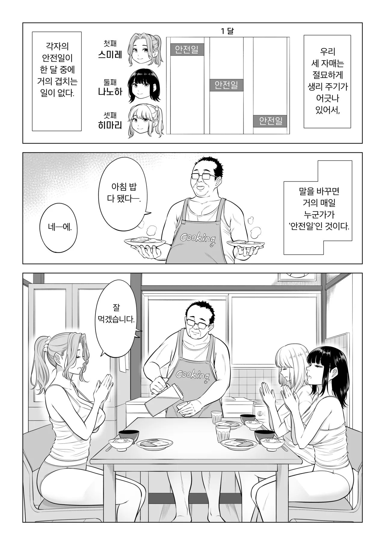 Ogifu-san no Seiyoku Shori wa Watashi tachi Sanshimai no Mochi mawari | 의붓아버지의 성욕처리는 우리들 세 자매의 로테이션 page 10 full