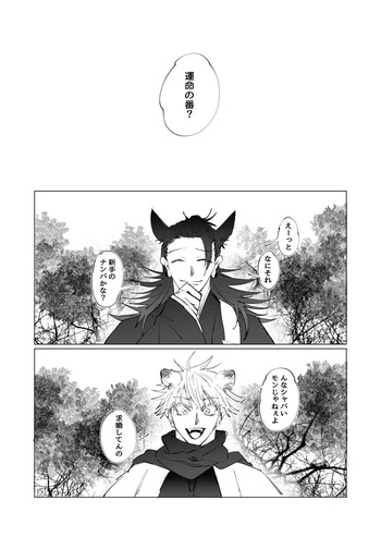 Snow leopard Gojo x Fox Geto cover