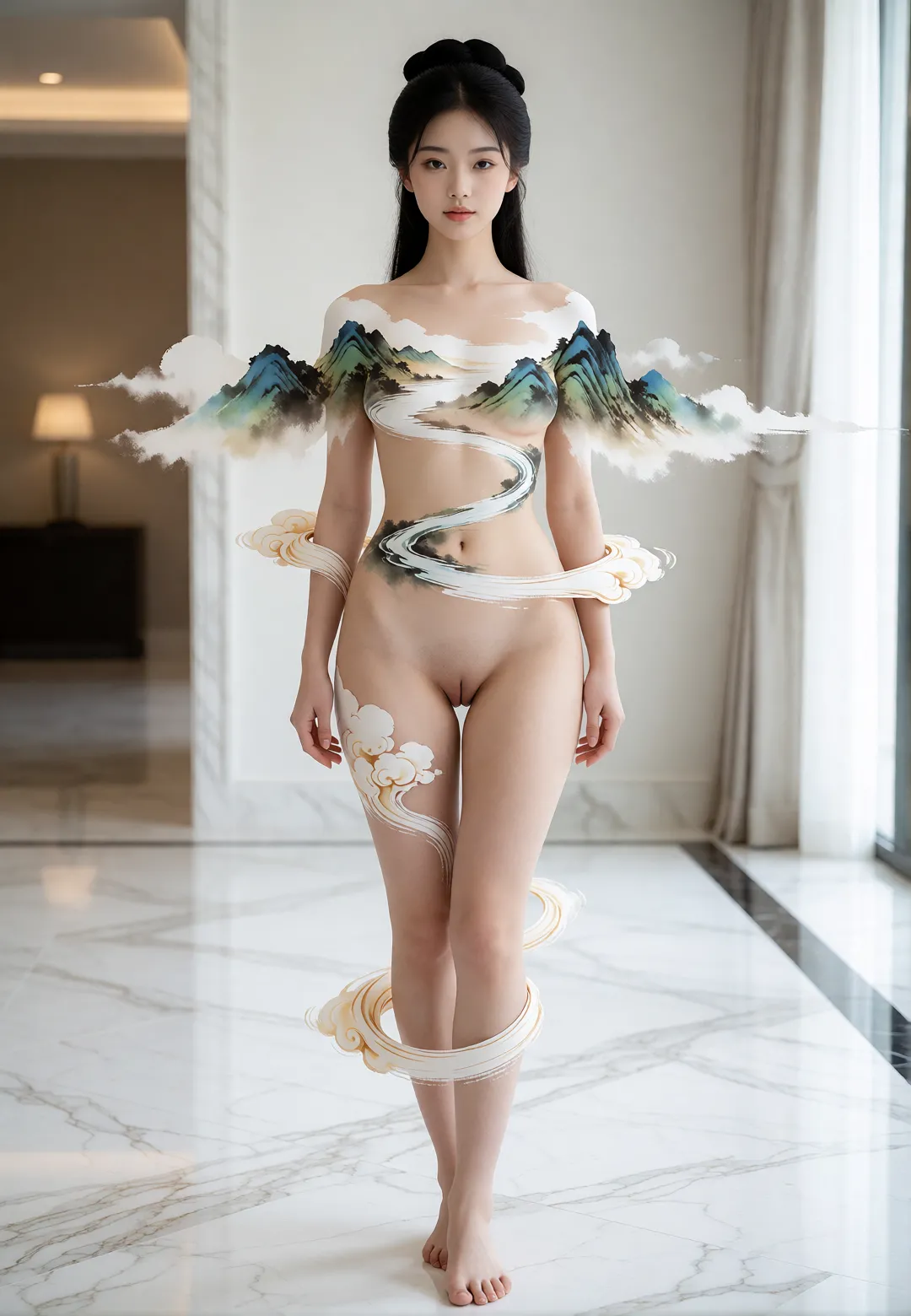 Chinese ancient style body painting 中国风元素人体彩绘 page 3 full