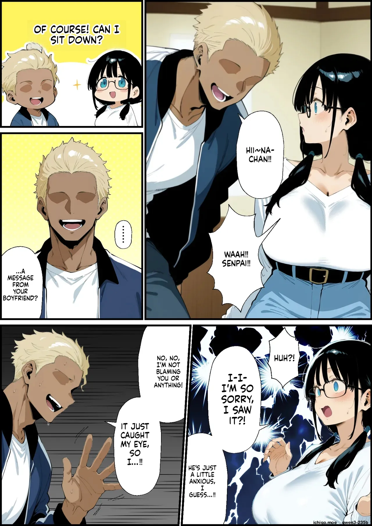 The story of a plain, bespectacled, big-breasted girlfriend who doesn't come home from a club drinking party AI Generated page 8 full