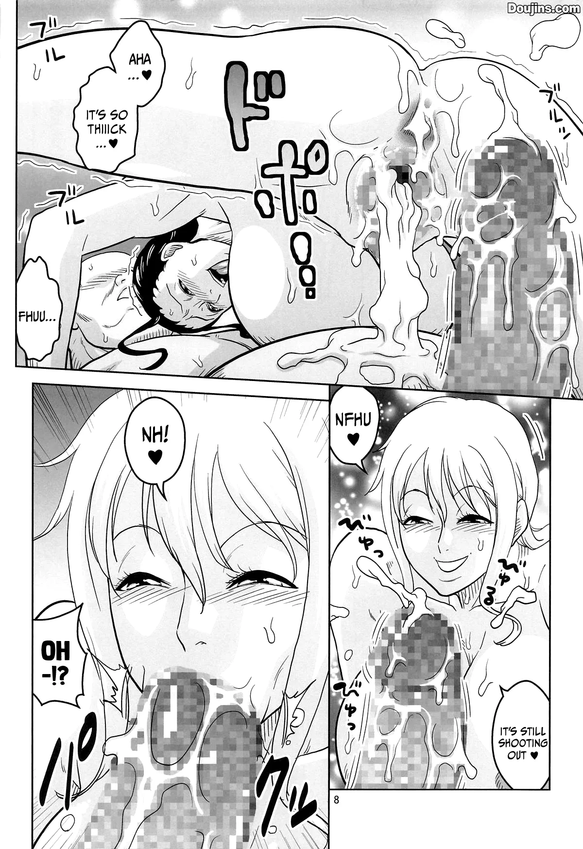Nami to Robin no Dekamara Fudeoroshi 2 | Nami and Robin Taking a Huge Dick's Virginity 2 page 8 full