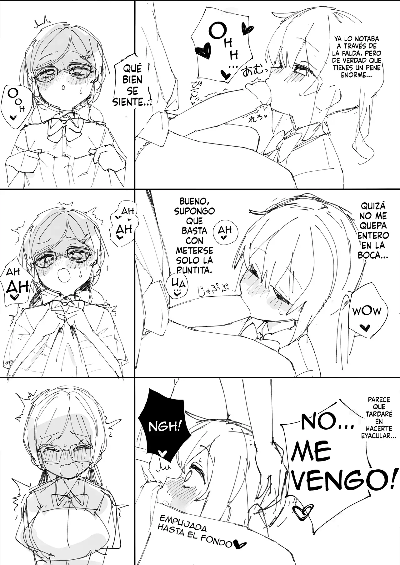 Oggu-chan to Futanari Fuukiiin-chan Paizuri｜Oggu-chan le hace una paizuri+mamada a la chica del comité de moral pública futanari page 6 full