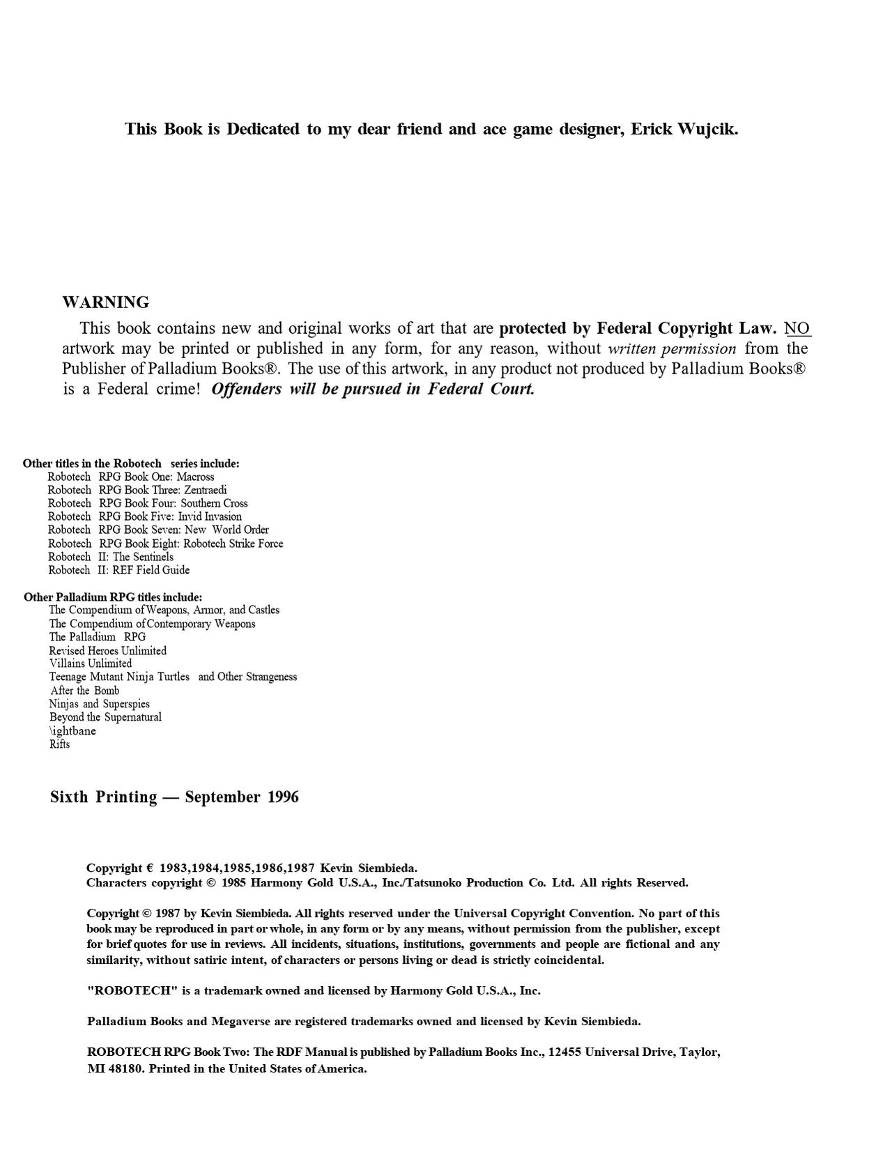 Robotech RPG - Book 2 The RDF Manual page 3 full