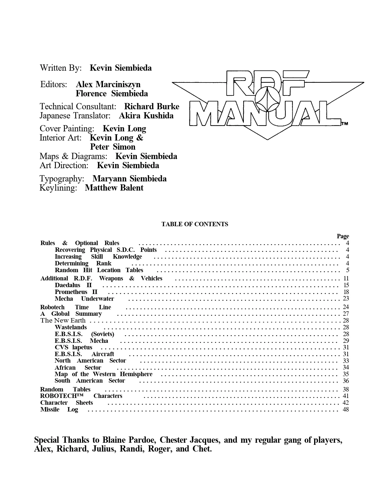 Robotech RPG - Book 2 The RDF Manual page 4 full
