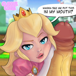 Princess Peach swallowing a monster Cock