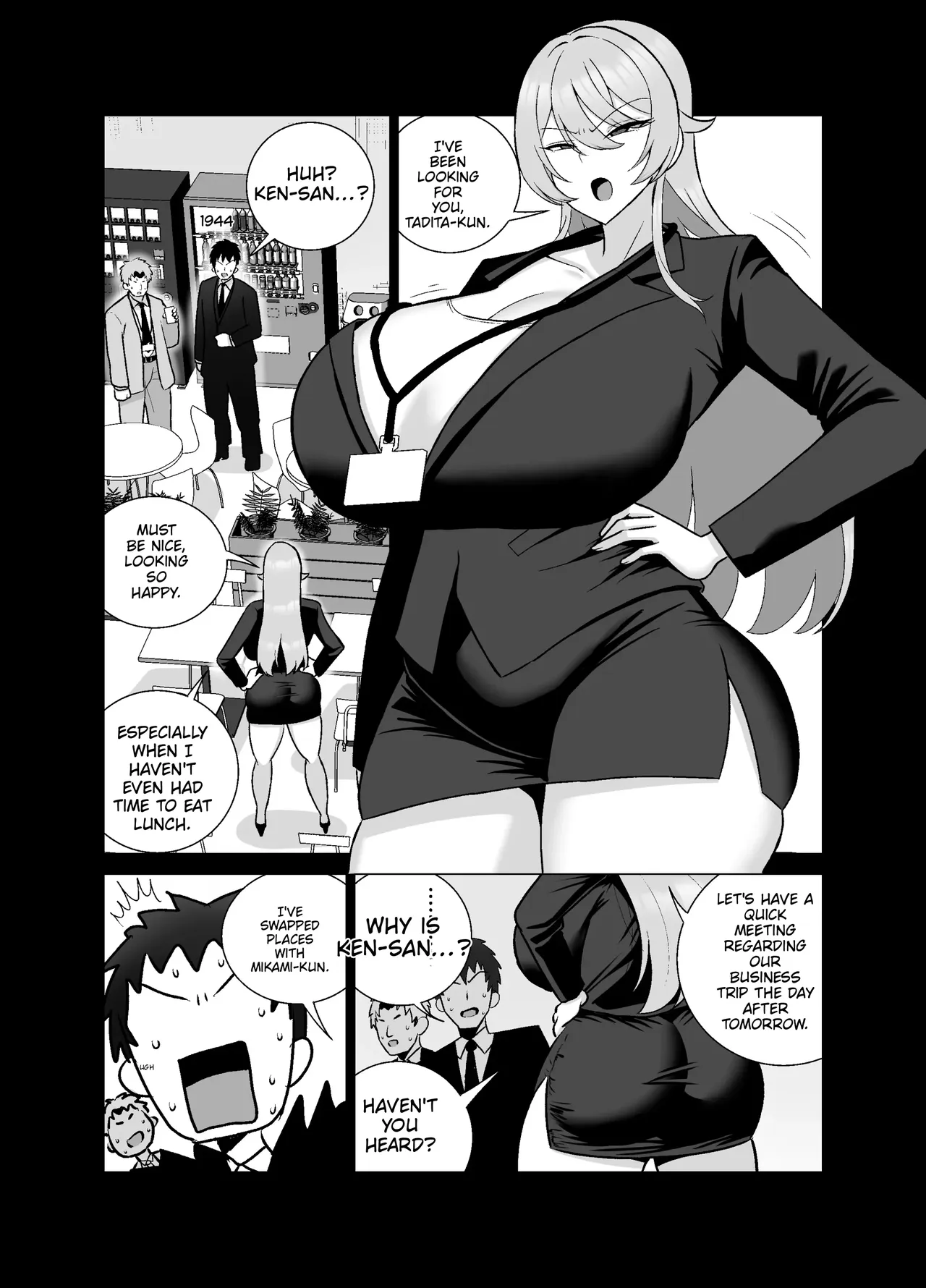 That abrasive senior colleague—a 29-year-old hag who’s always got a scowl on her face—turns into a total nympho when she’s drunk. page 6 full