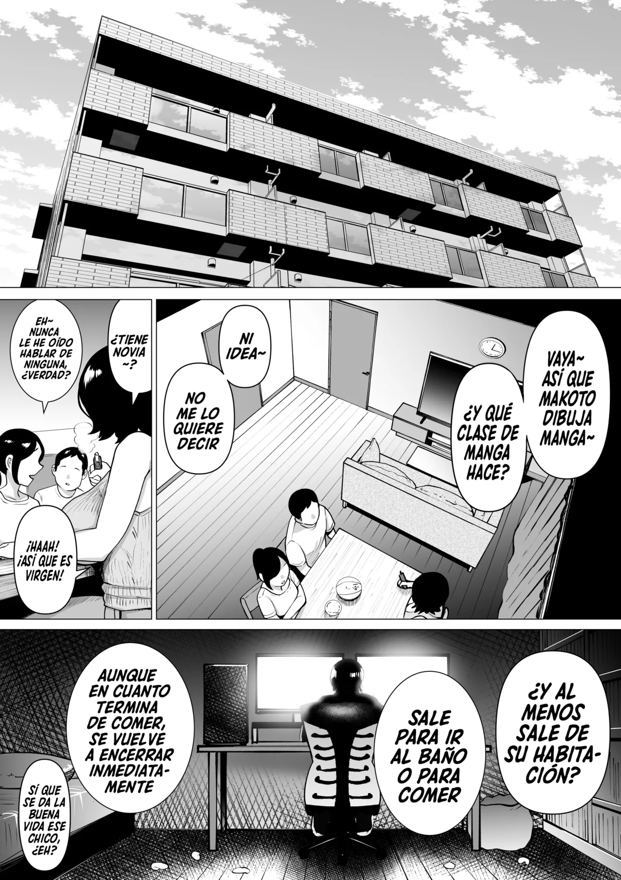 Hikikomori de Ero Manga Kaiteru Doutei Oikko to Oba-san ga Icha Love SEX suru Hanashi｜La Historia De Un Sobrino Virgen Y Hikikomori Que Dibuja Mangas Eróticos Teniendo Sexo Cariñoso Y Apasionado Con Su Tía page 4 full