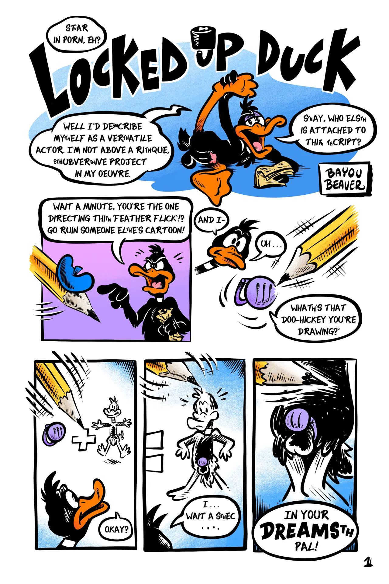 Daffy in ‘LOCKED-UP DUCK’ page 1 full