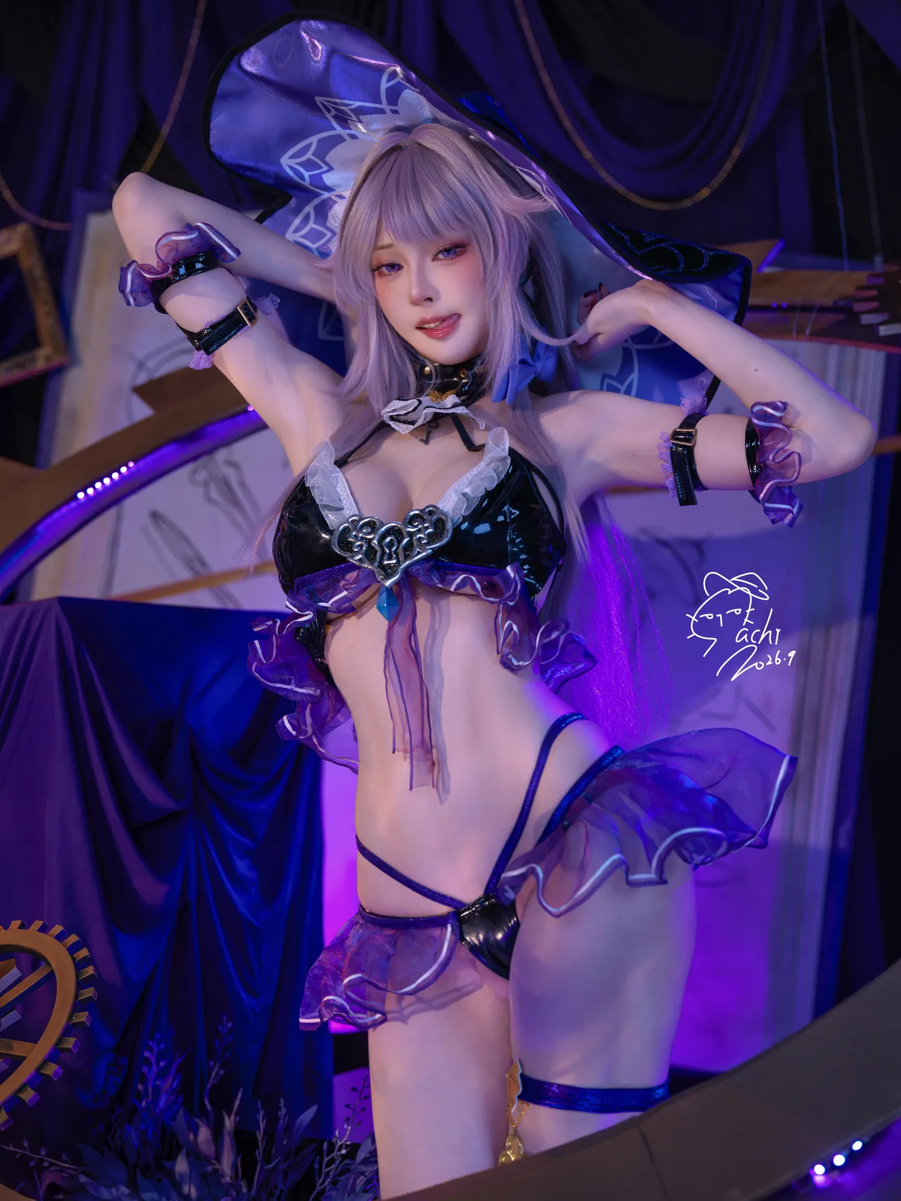 【EX Machi Cosplay】大黑塔 水着💜Swimsuit The Herta 💜 page 5 full