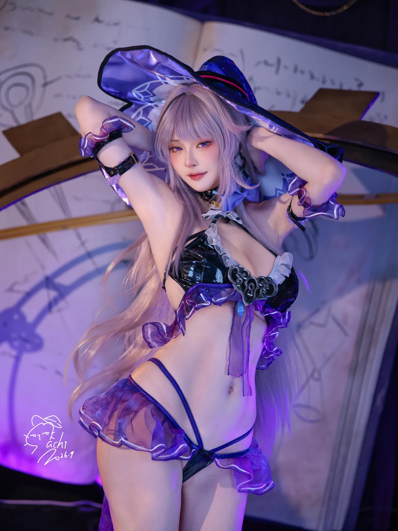 【EX Machi Cosplay】大黑塔 水着💜Swimsuit The Herta 💜 page 7 full