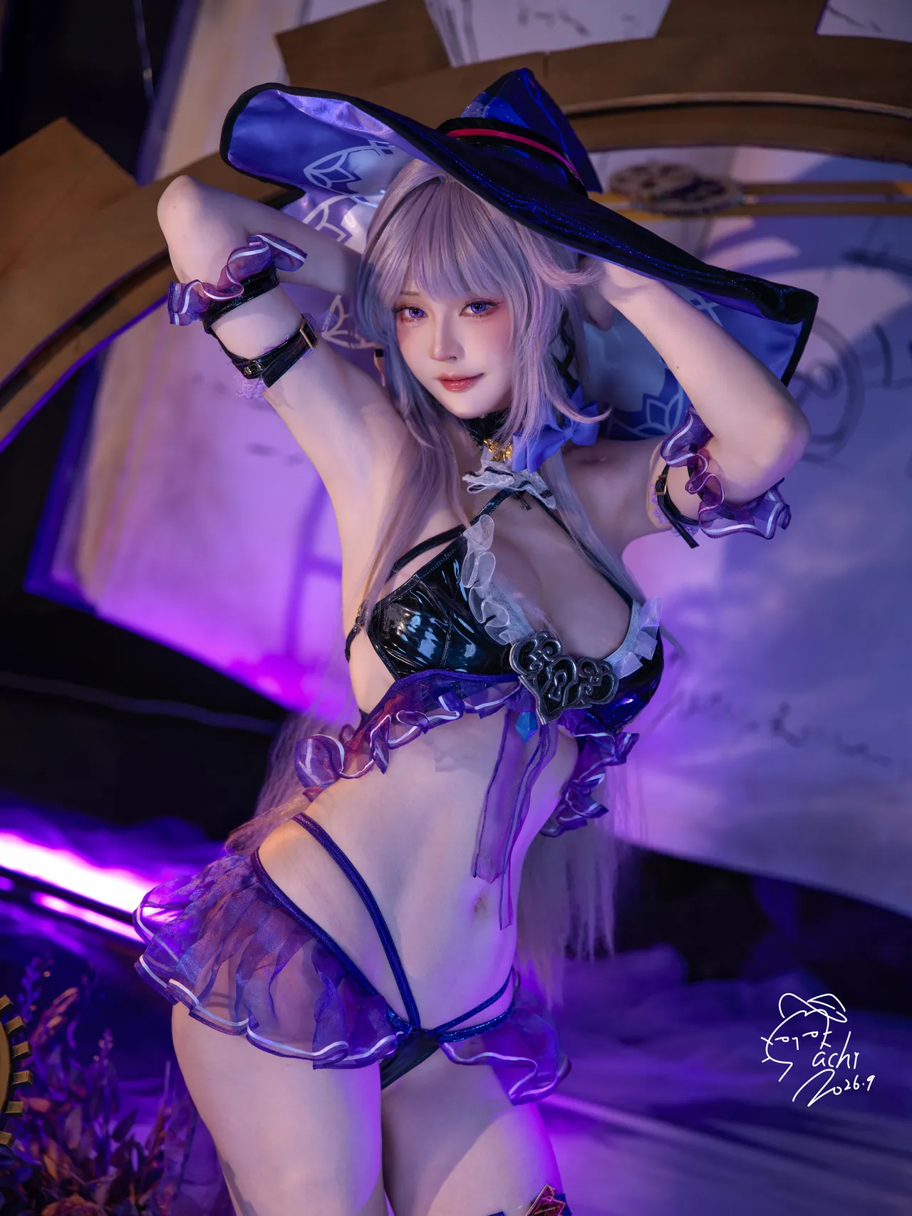 【EX Machi Cosplay】大黑塔 水着💜Swimsuit The Herta 💜 page 8 full